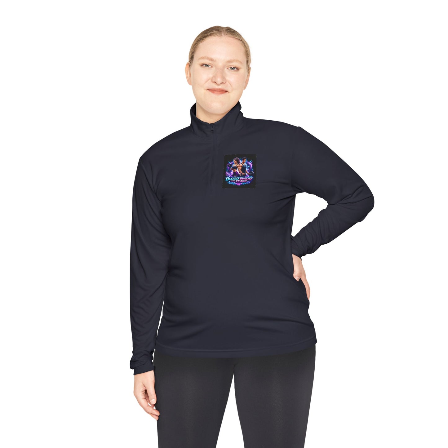 Quarter-Zip Pullover — Retro Neon Graphic with "Forever Fashion" Logo