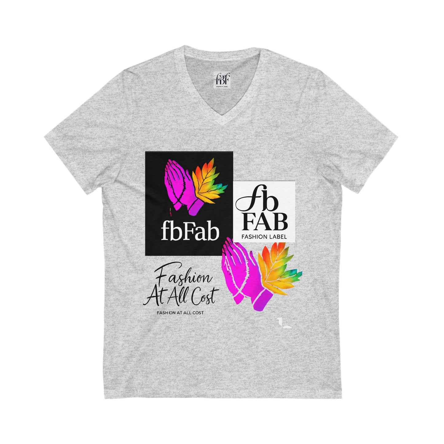 Colorful V-Neck Graphic Tee - Fashion At All Cost, Casual Wear, Summer Outfit, Eco-Friendly Gift, Unisex T-Shirt
