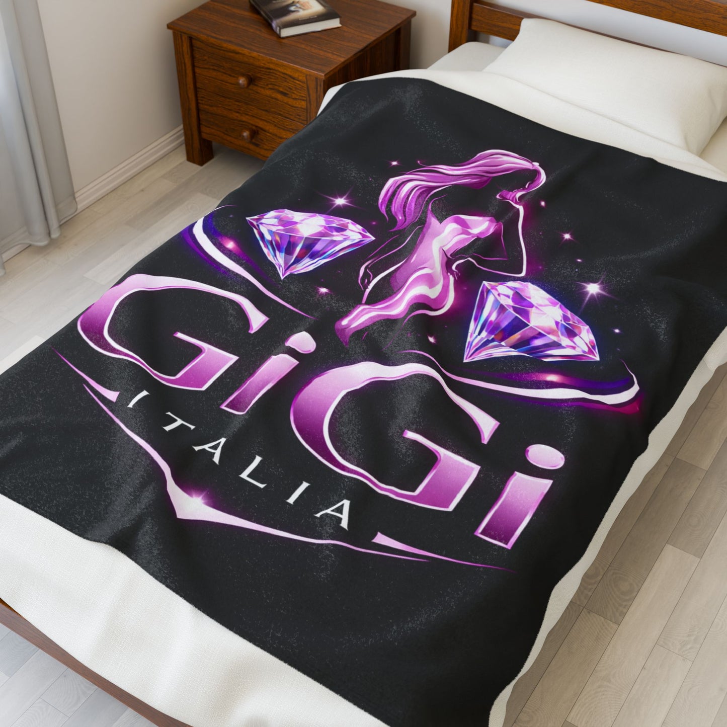 Velveteen Plush Blanket — GiGi Italia Pink Diamond Silhouette Throw
