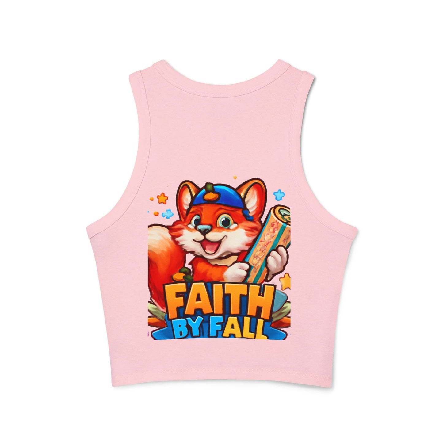 Fox Fabric Designer Tank — “Faith By Fall” Cute Cartoon Fox Racerback Tank Top