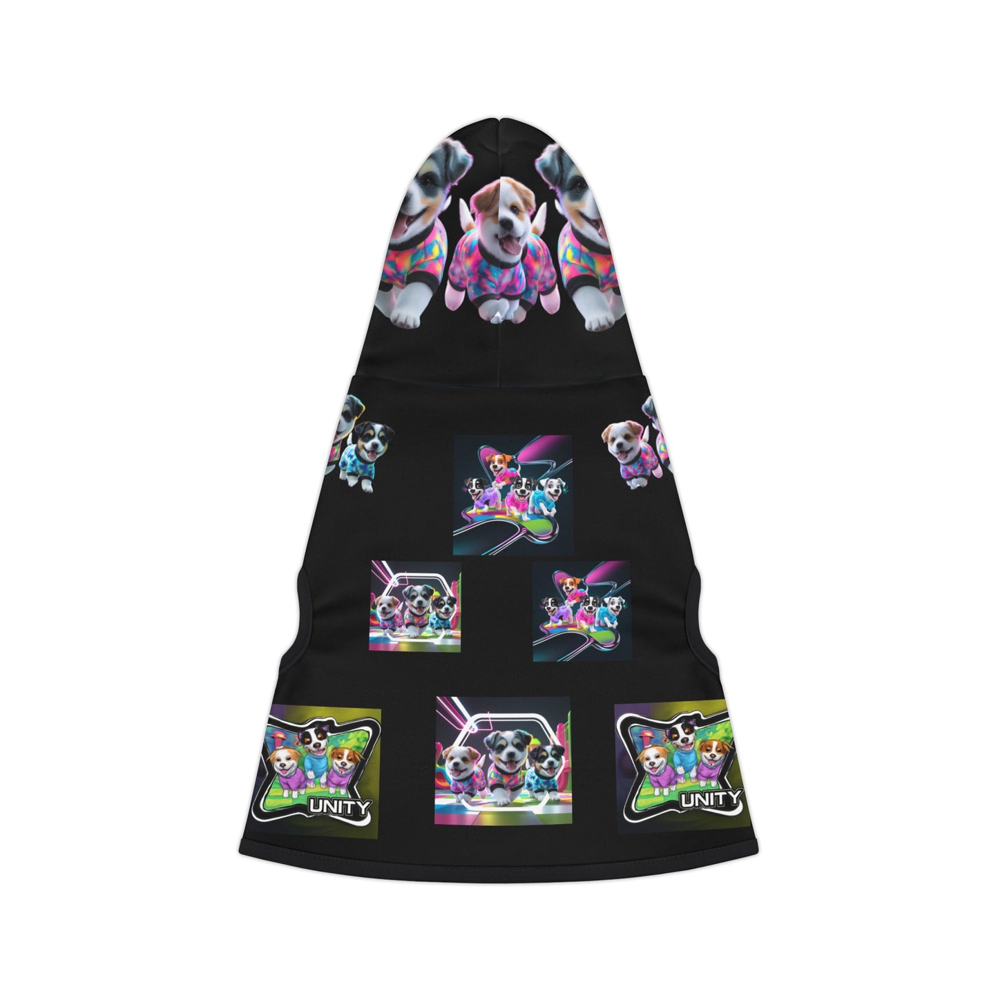 Pet Hoodie — Colorful Neon Puppy Print Hooded Dog Sweatshirt