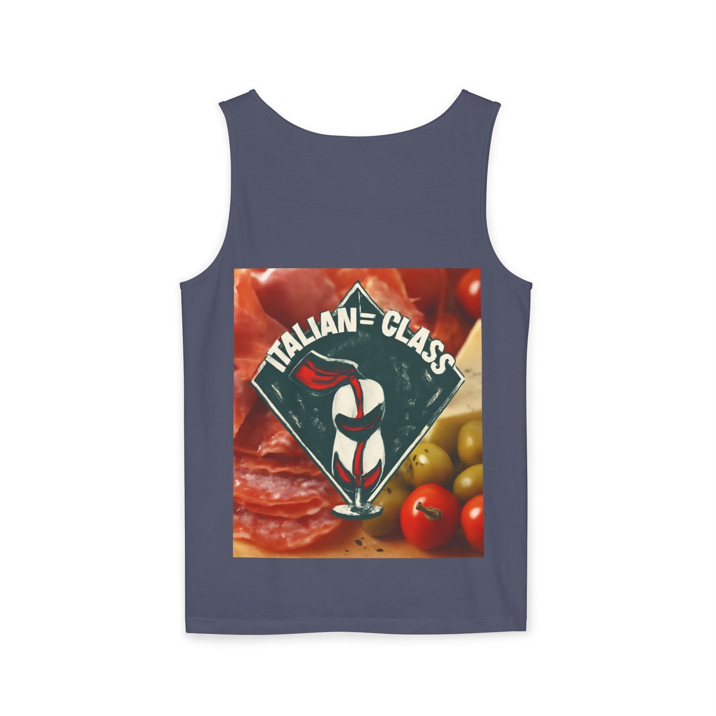 Italian Class Unisex Garment-Dyed Tank Top, Casual Summer Wear, Italian Heritage Gift, Foodie Apparel, Vacation Top
