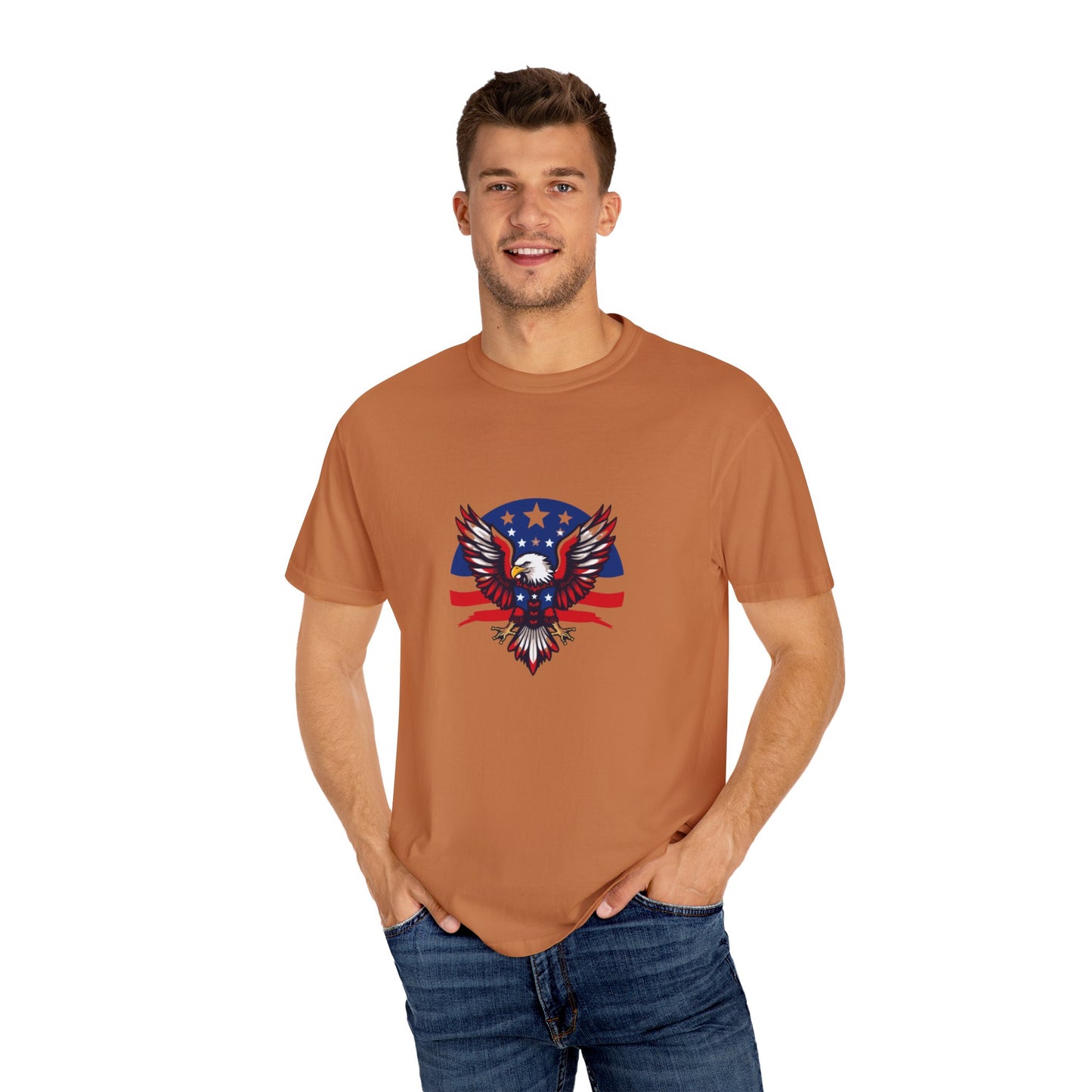 Patriotic T-Shirt with Eagle Graphic | Faith By Flag Tee, Unisex Apparel, Independence Day Shirt, Casual Wear, Gift for Veterans