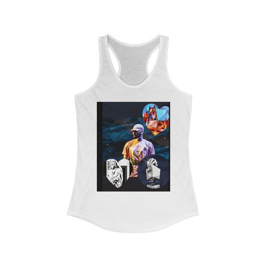 Artistic Graphic Racerback Tank Top - Stylish Casual Wear for Summer, Unique Gift for Art Lovers, Pool Parties, Gym, Music Festivals