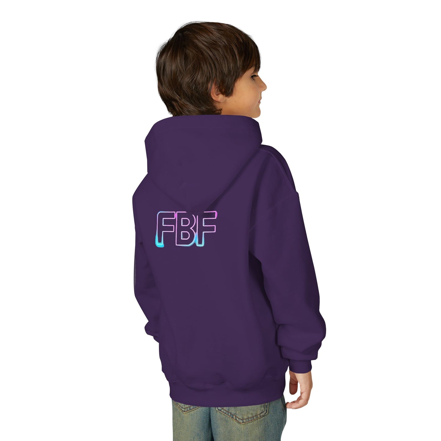 Youth Hoodie with Pastel Soundwave & FBF Back Print – Cute Music Graphic Pullover
