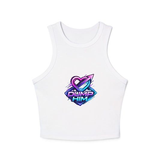 Dump Him Graphic Racer Tank Top — Bold Retro Heart Breakup Tee for Women