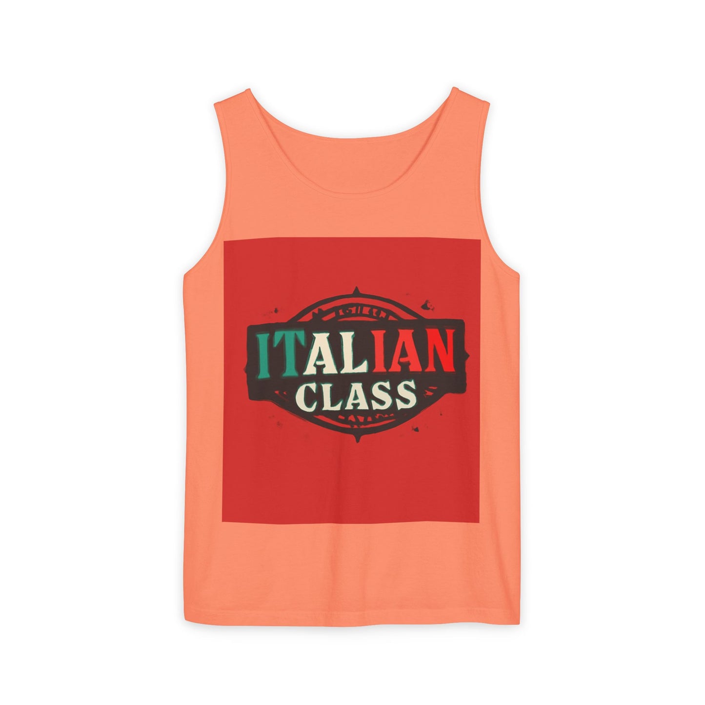 Italian Class Unisex Garment-Dyed Tank Top, Casual Summer Wear, Italian Heritage Gift, Foodie Apparel, Vacation Top