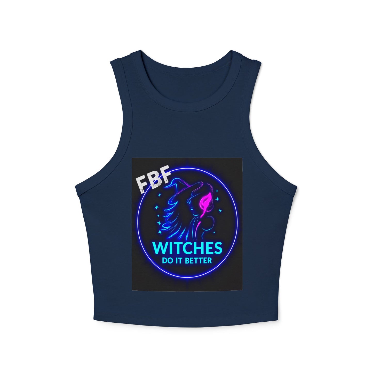 Witchy Racer Tank, Women's Crop Top, Festival Apparel, Halloween Wear, Magical Gifts, Casual Summer Style
