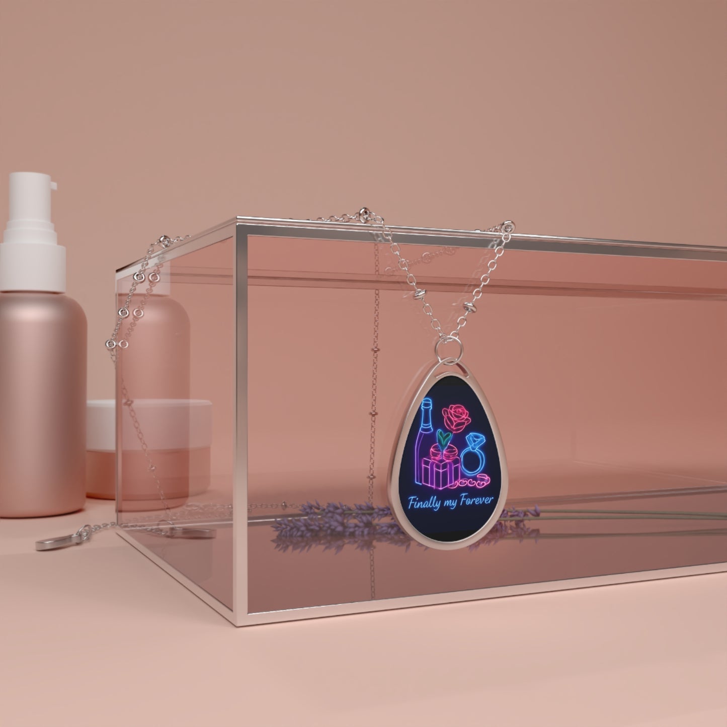 Oval Necklace — 'Finally My Forever' Neon Bridal Pendant