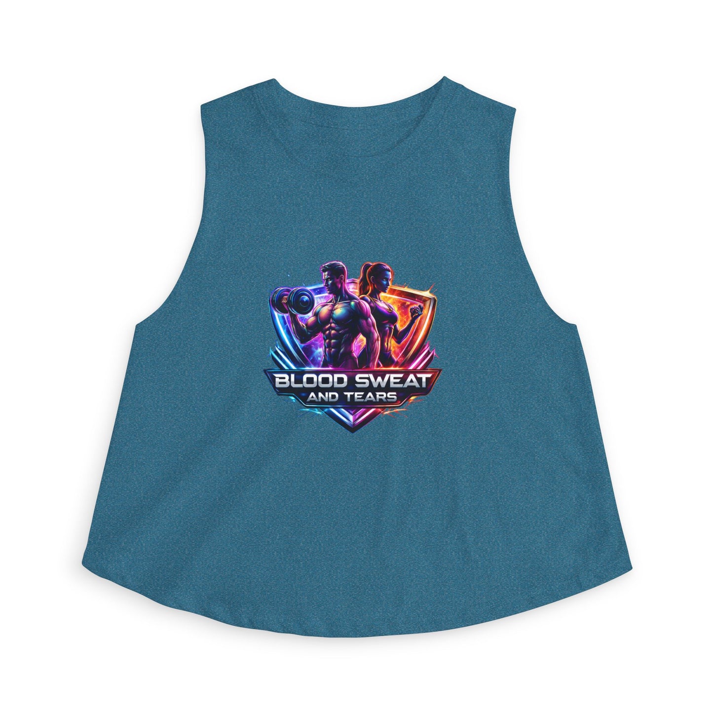 Crop Top — "Blood Sweat and Tears" Fitness Graphic Tank for Women