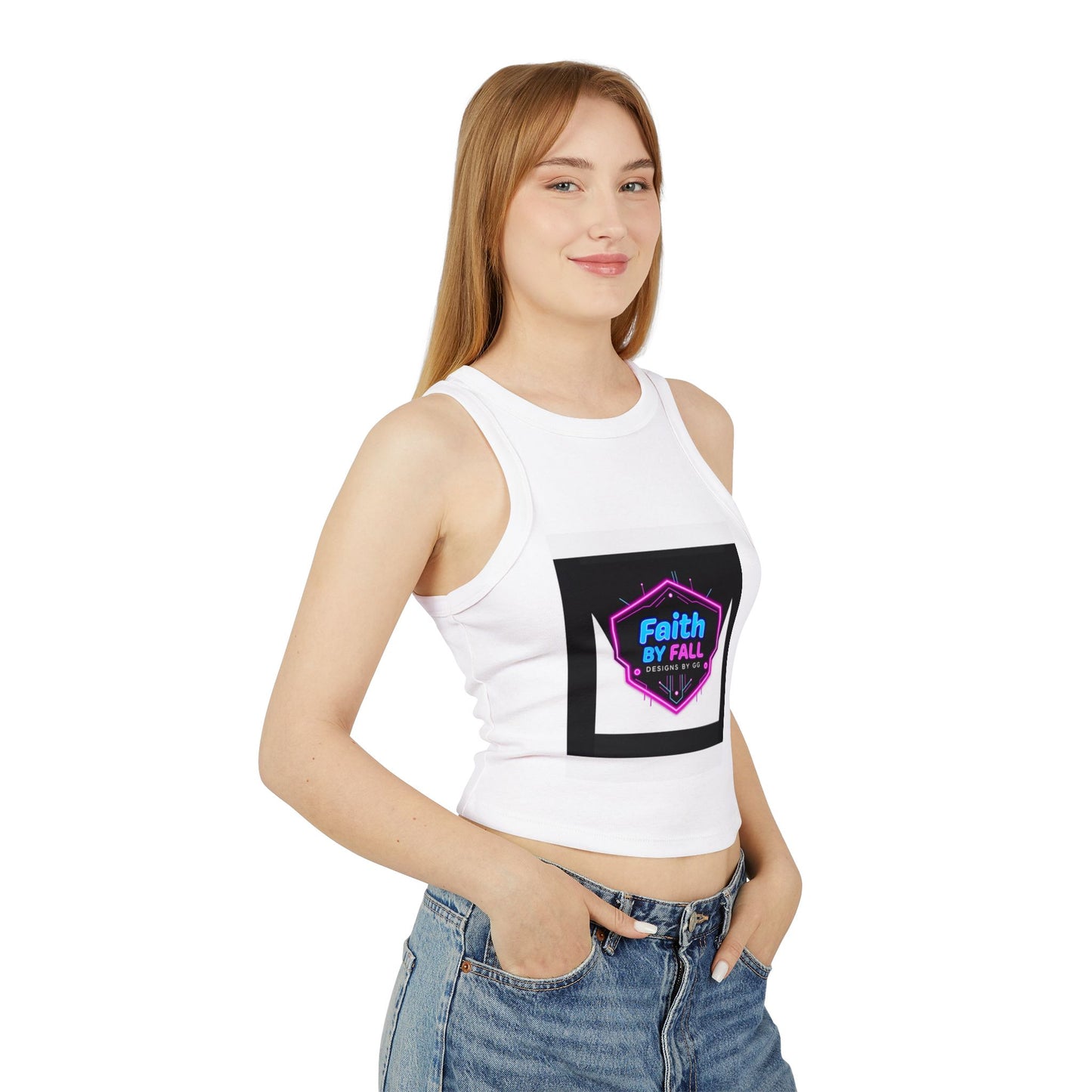 Neon Graphic Racer Tank Top, Faith by Fall, Classy Chic, Trendy Summer Top, Women’s Casual Wear, Stylish Athletic Top, Gift for Her