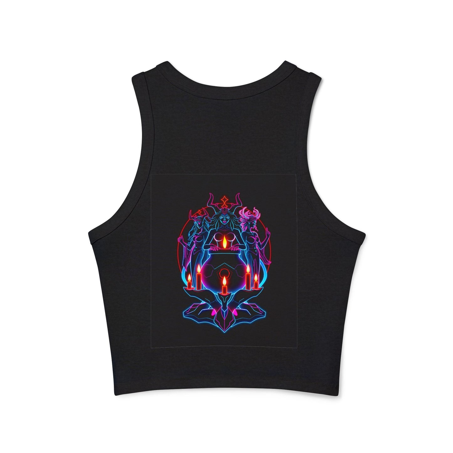 Witchy Neon Cauldron Tank Top - Occult Retro Graphic Racerback