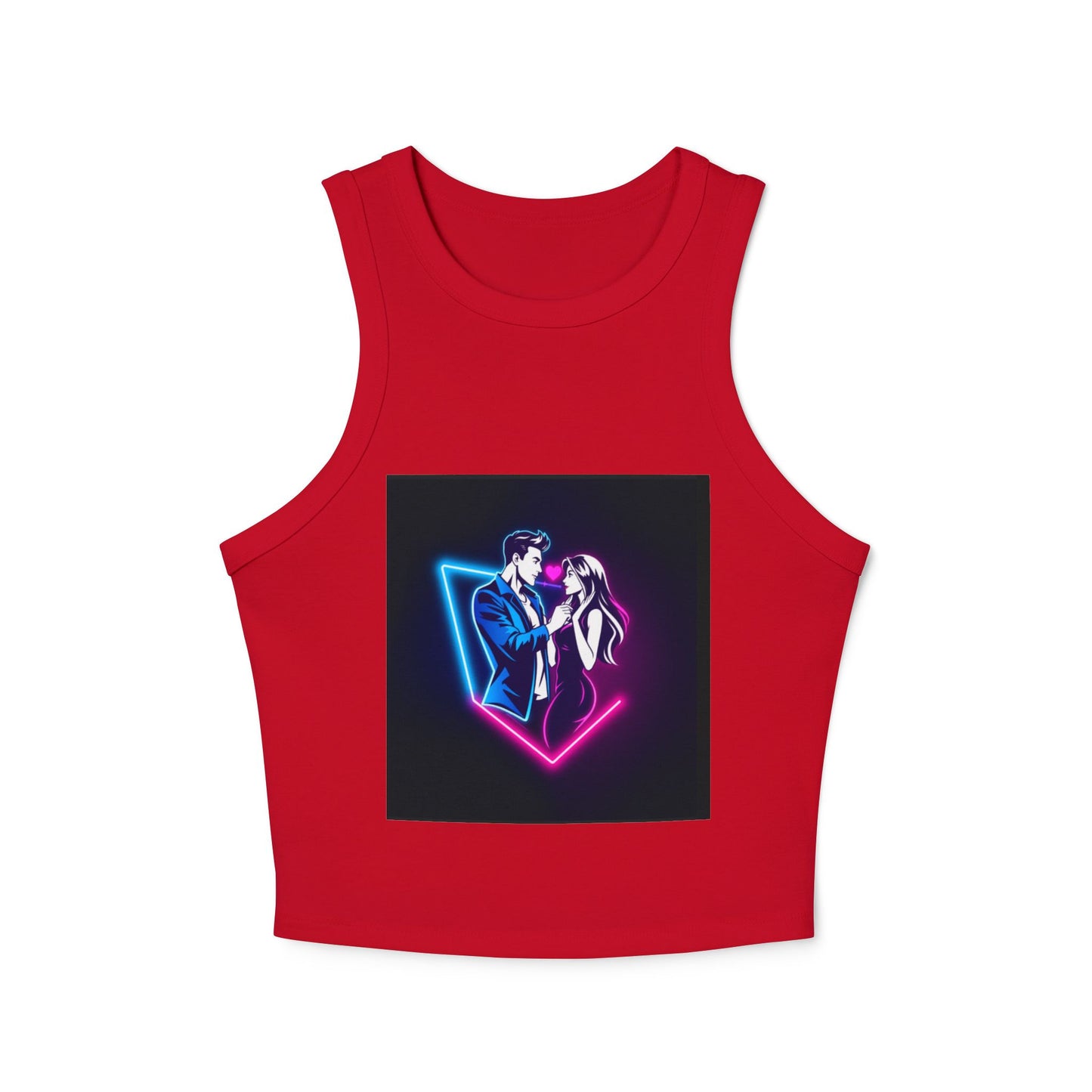 Neon Love Graphic Tank Top, Women's Racerback Shirt, Perfect for Date Night, Festival Wear, Summer Style, Valentine's Day Gift