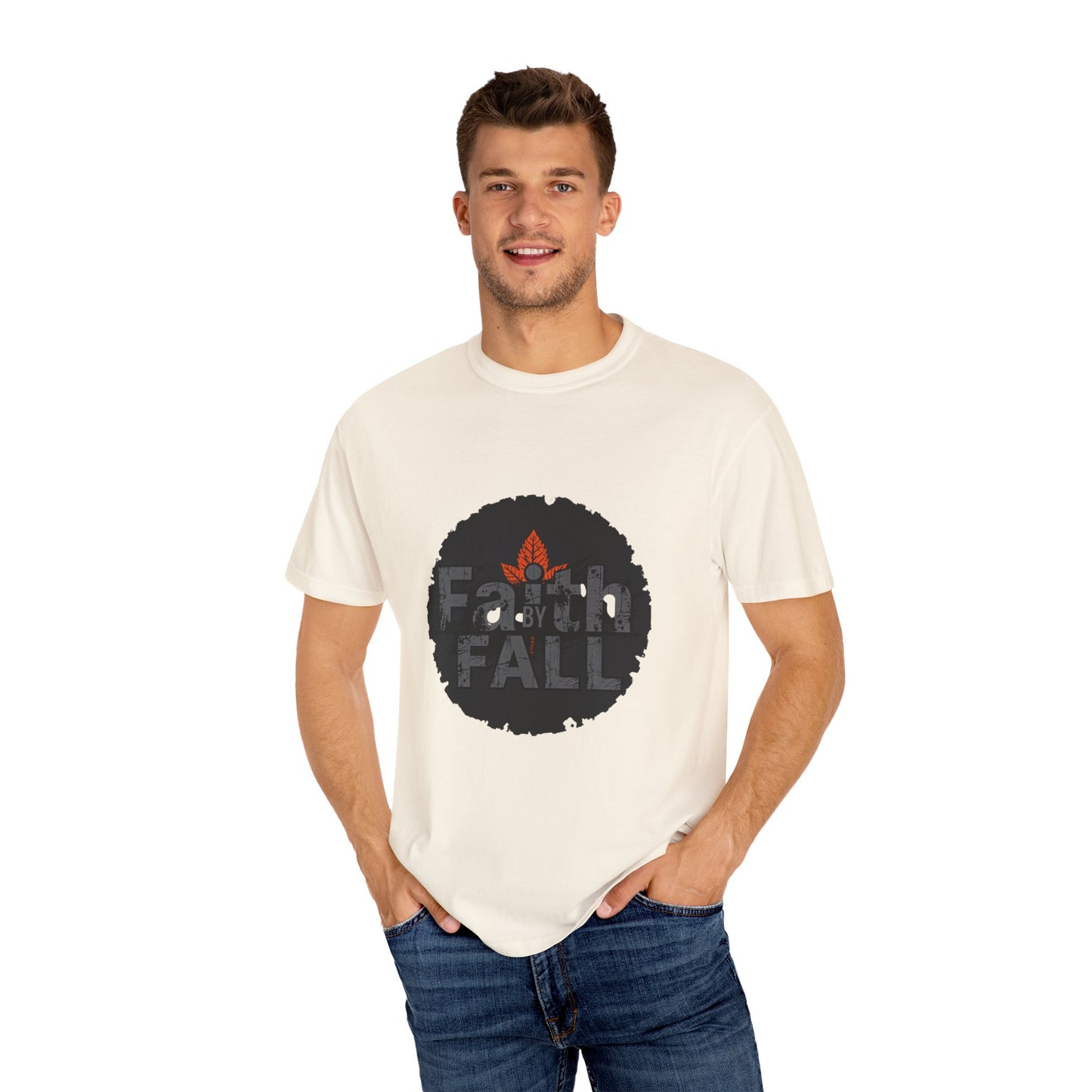 Faith by Fall Unisex Garment-Dyed T-Shirt, Cozy Casual Wear, Autumn Style Top, Inspirational Tee, Fall Fashion, Gift for Him/Her