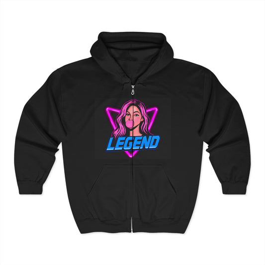Legendary Love Zip Hoodie, Unisex Graphic Sweatshirt, Cozy Gift for Music Lovers, Valentine's Day Apparel, Trendy Casual Wear