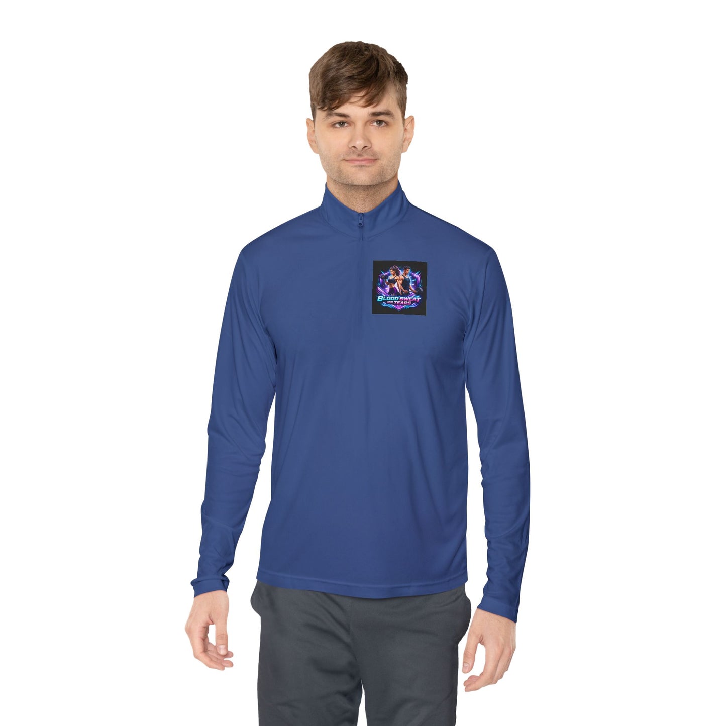 Quarter-Zip Pullover — Retro Neon Graphic with "Forever Fashion" Logo