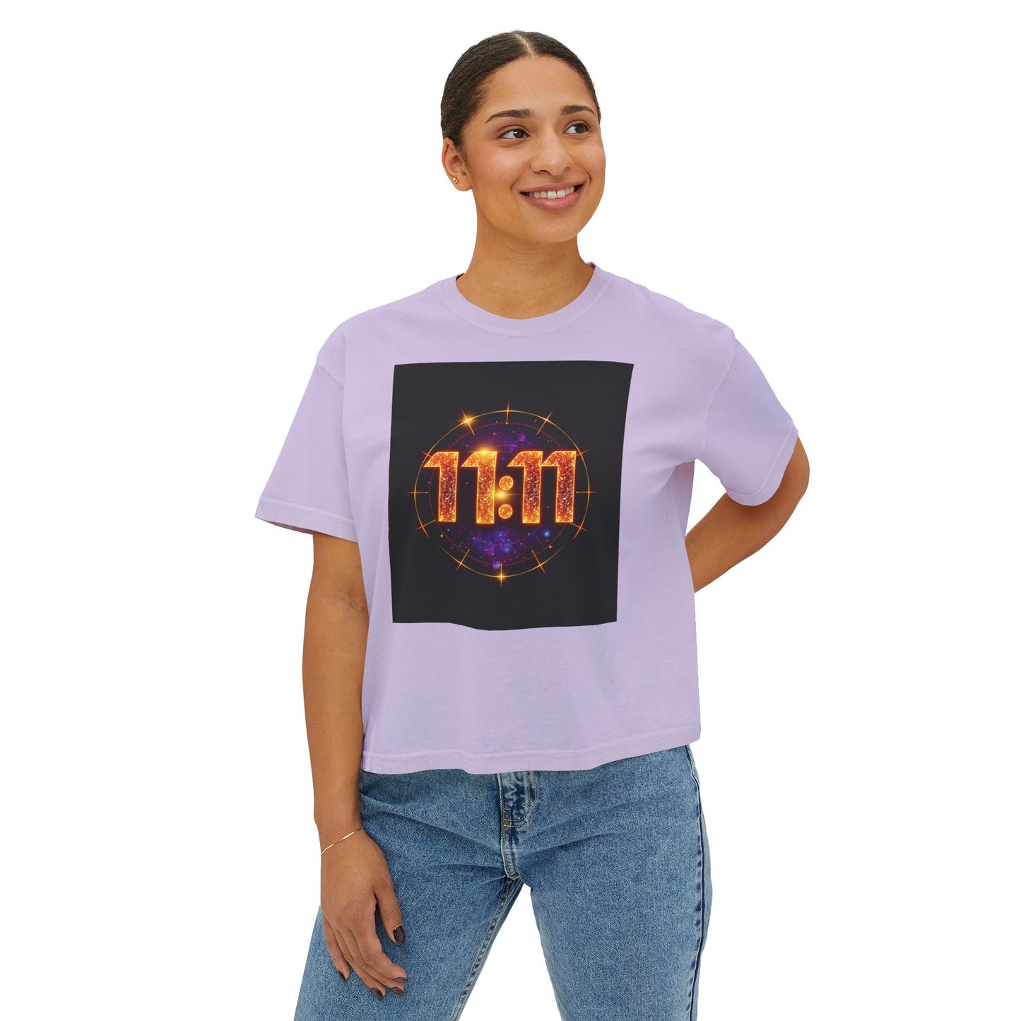Cosmic 11:11 Women's Boxy Tee - Spiritual Vibes, Astrology Gift, Trendy Summer Tee, Comfortable Everyday Wear