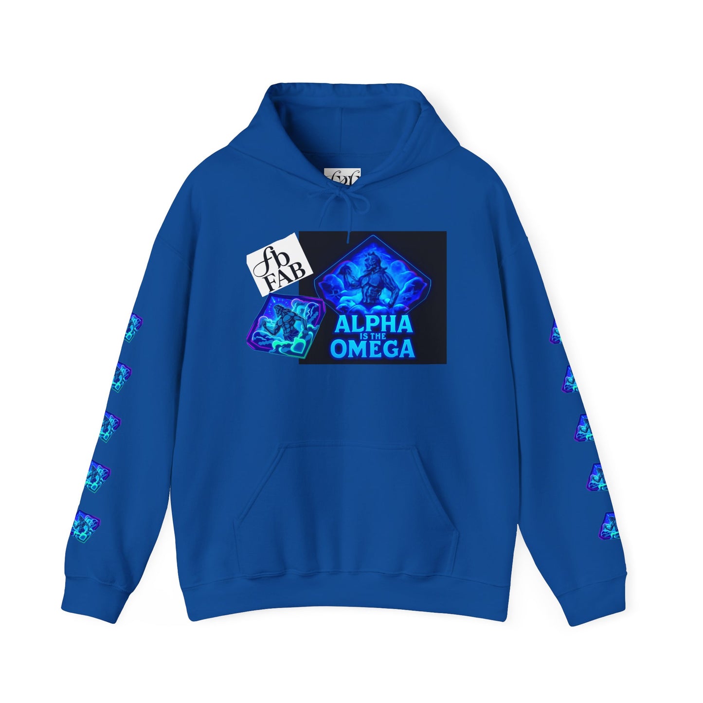 Alpha is the Omega Graphic Hoodie — Blue Retro Logo Pullover