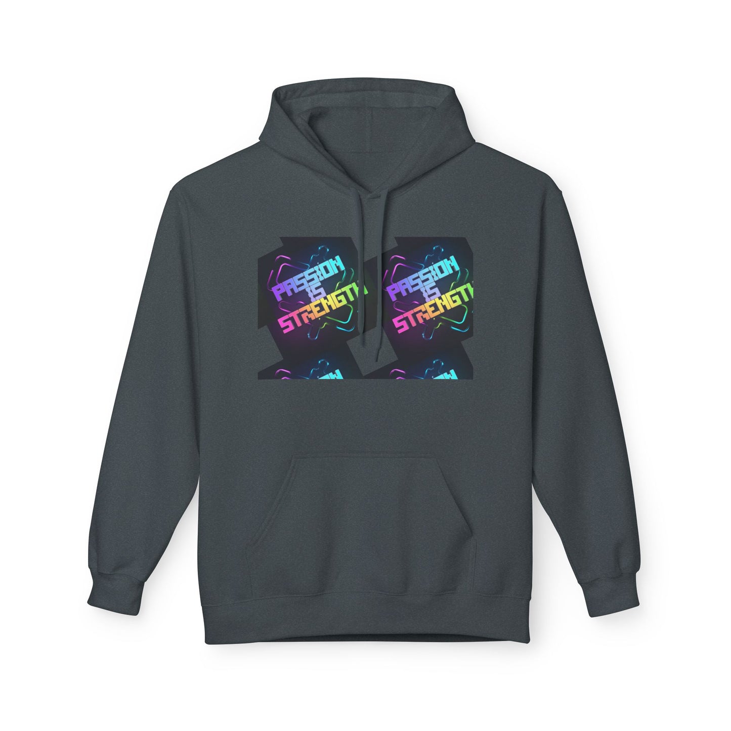 Passion is Strength Graphic Hoodie — Retro Rainbow Tombstone Design