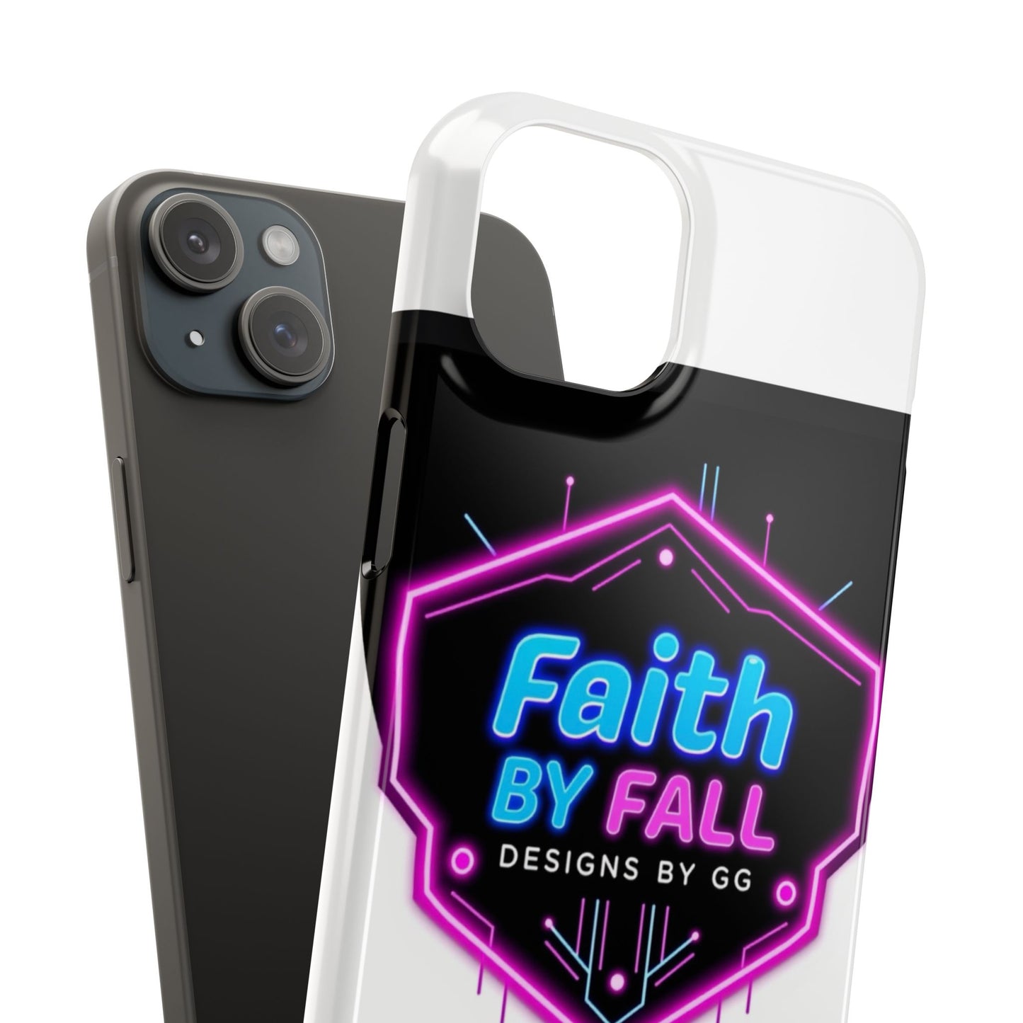 Faith by Fall Slim Phone Case - Neon Design for Tech Enthusiasts