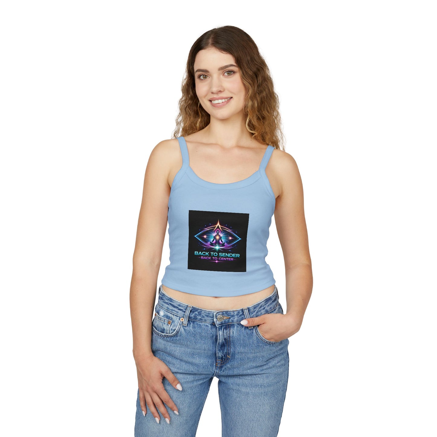 Spaghetti Tank - "Back to Sender, Back to Center" Mystic Chakra Design