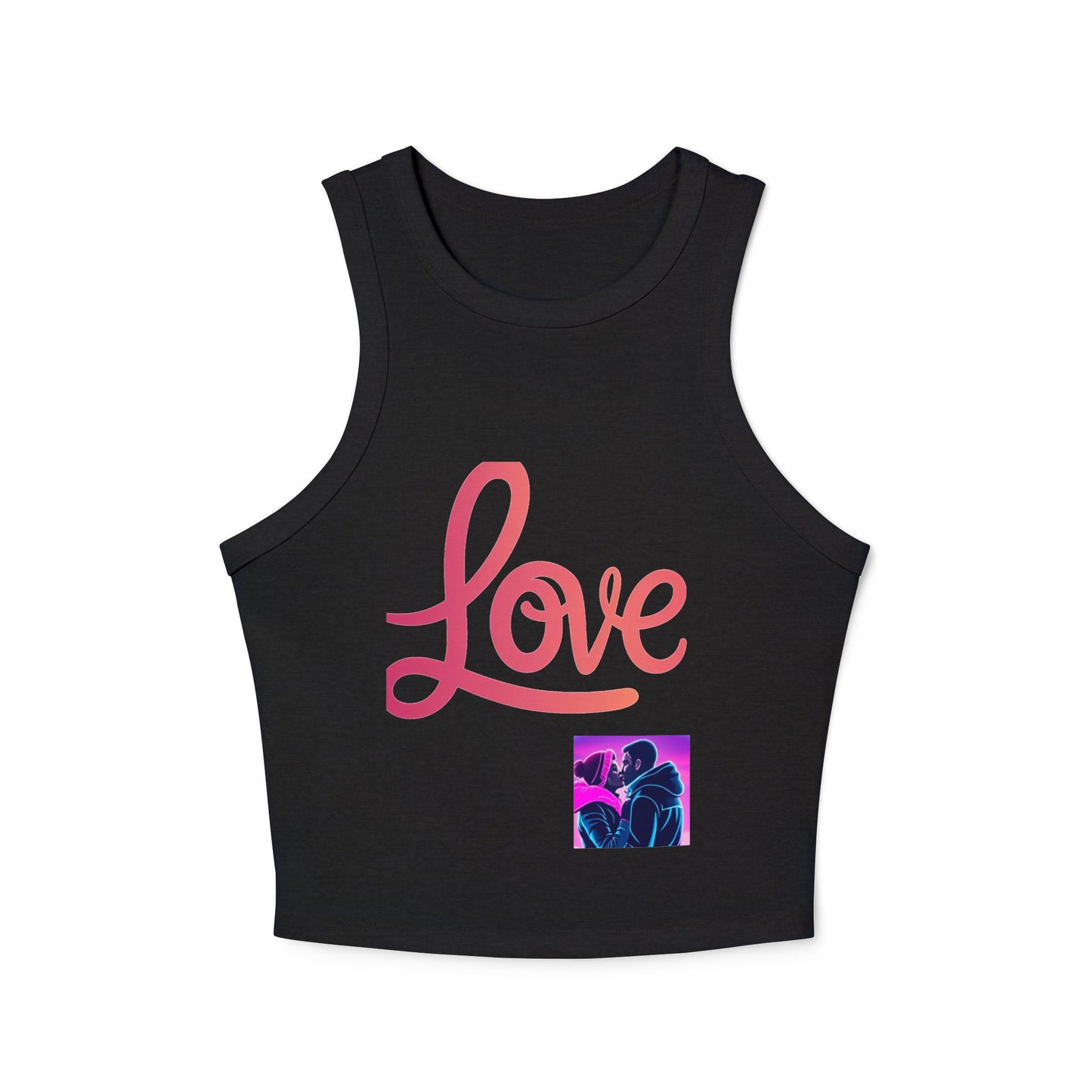 Love Neon Couple Racer Tank Top — Retro Vaporwave Valentine Crop