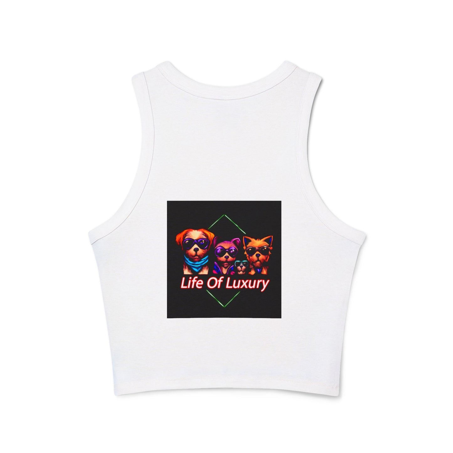 Life Of Luxury Dog-Themed Women's Micro Rib Racer Tank Top, Cute Pet Lover Apparel, Summer Fashion, Gift for Dog Moms, Casual Outfit
