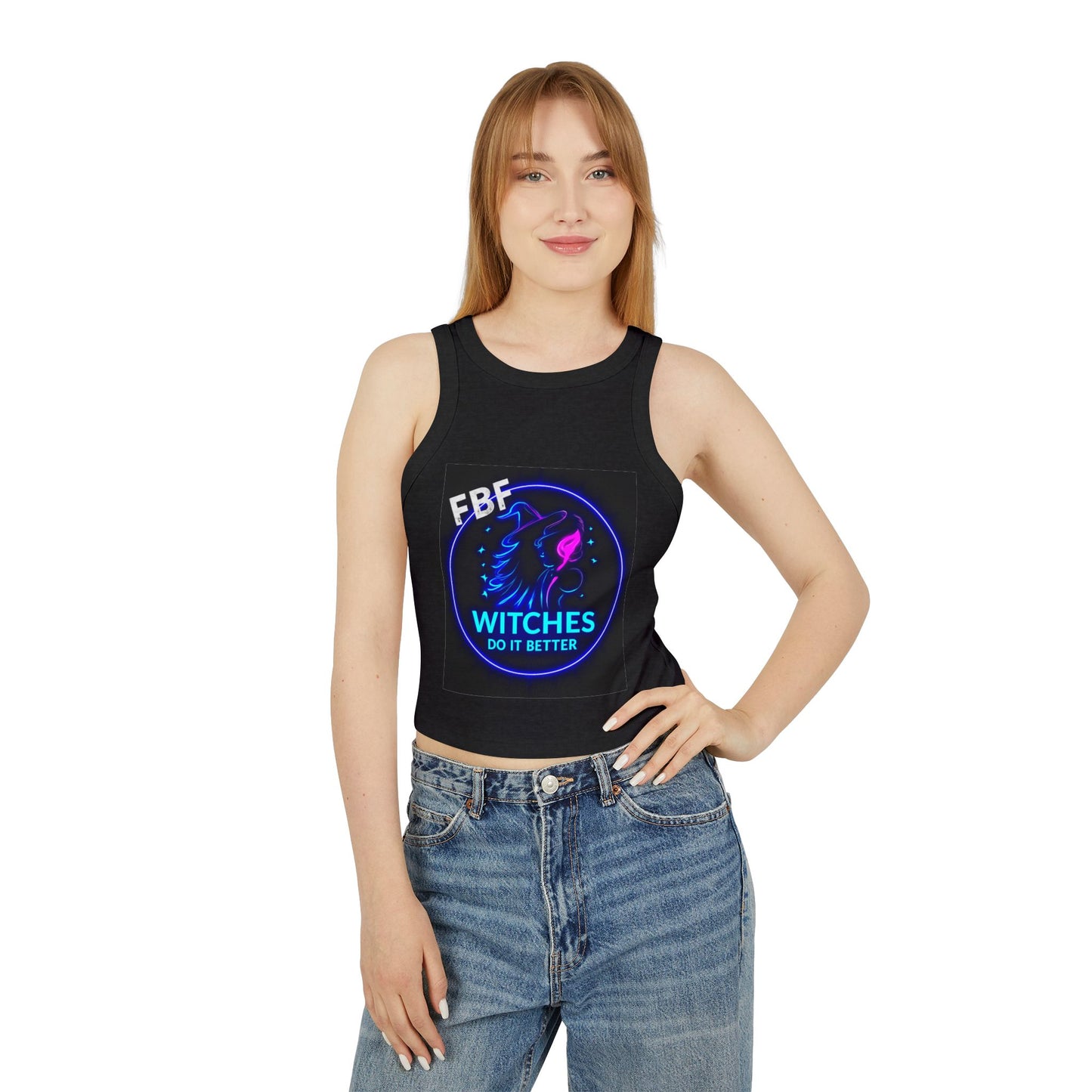 Witchy Racer Tank, Women's Crop Top, Festival Apparel, Halloween Wear, Magical Gifts, Casual Summer Style