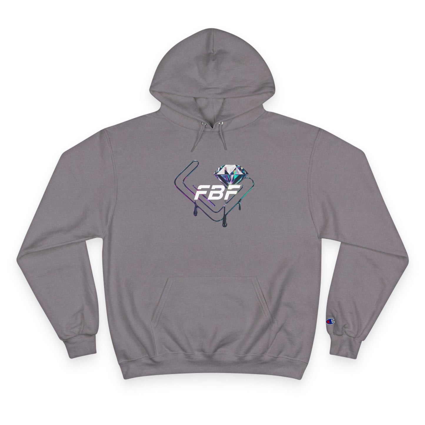 Fbf diamond Champion Hoodie — Dripping Diamond Heart Graphic Pullover