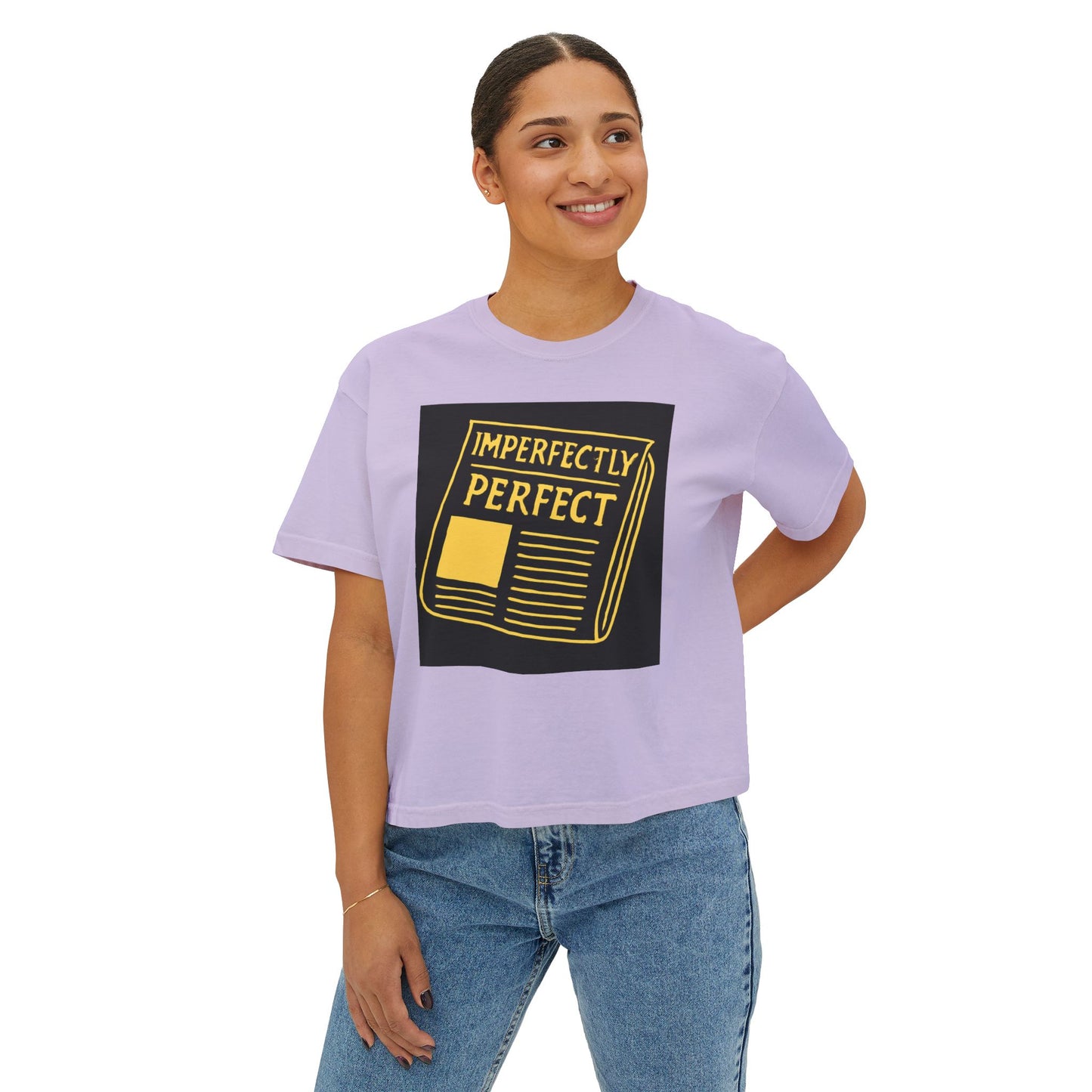 Imperfectly Perfect Women's Boxy Tee, Casual Shirt, Gift for Her, Statement Tee, Empowerment Fashion, Self-Love Apparel