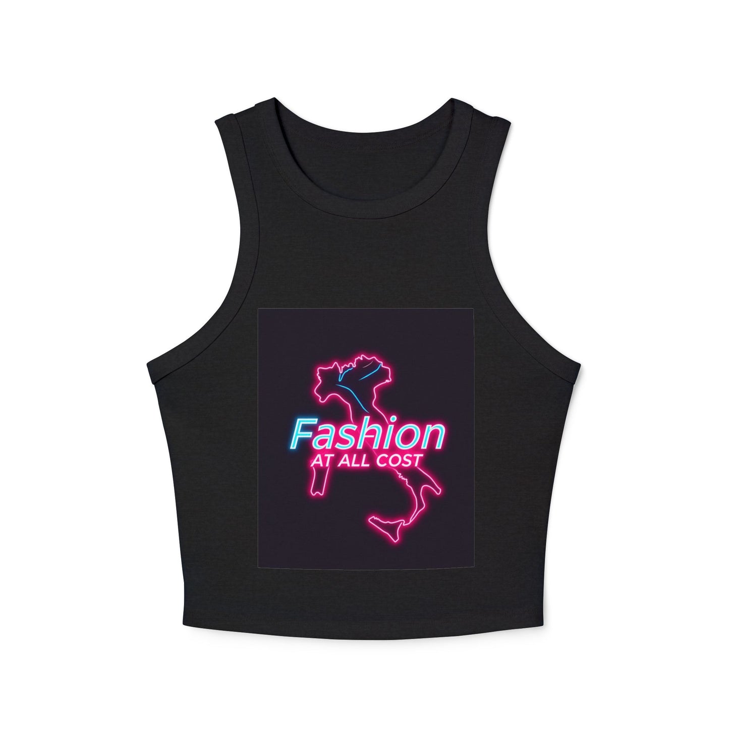 Trendy Women's Racer Tank Top with Neon Design, Summer Casual Top, Fashion Statement Shirt, Gift for Fashion Lovers, Stylish Workout Apparel