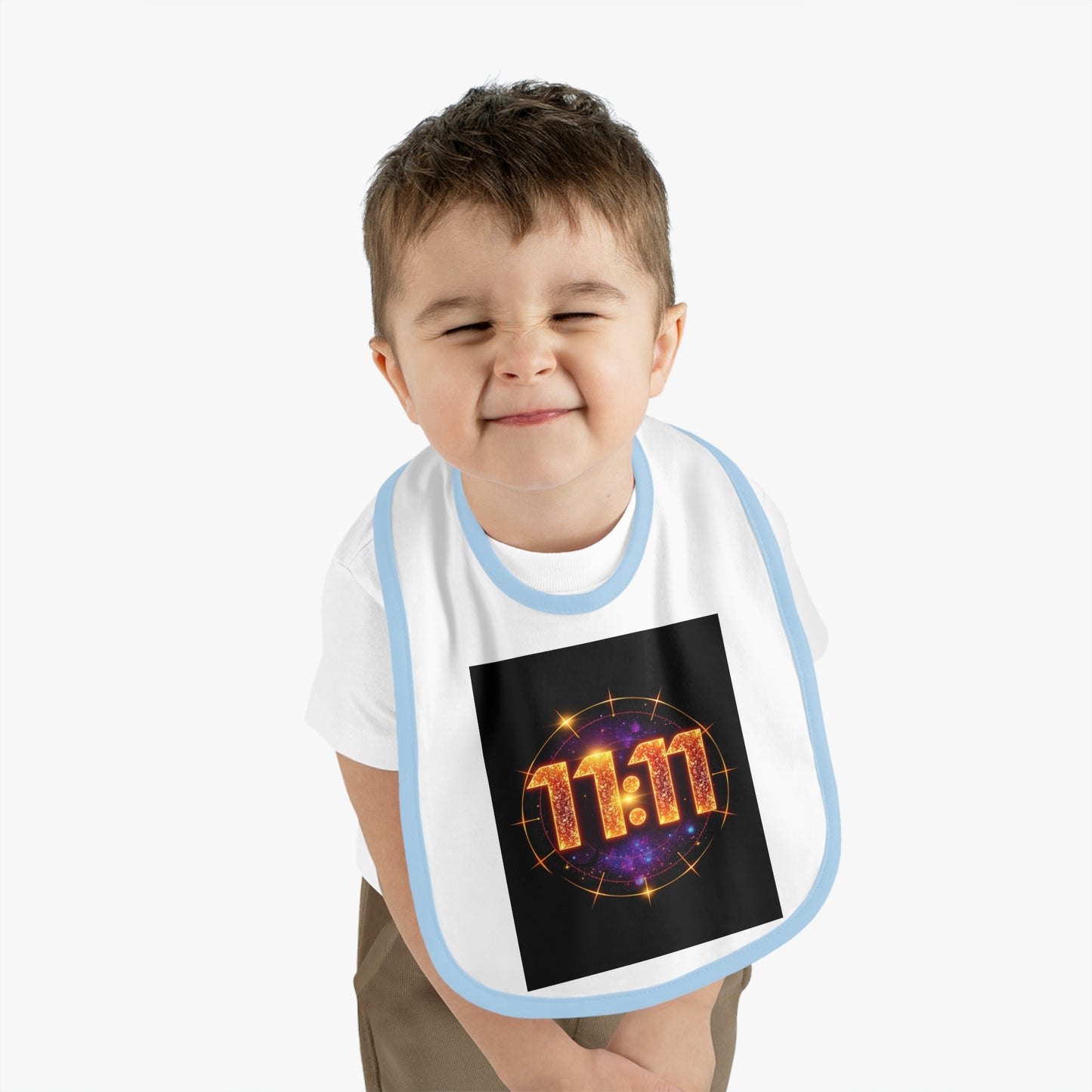 Sparkly 11:11 Baby Bib - Cute Gift for Newborns, Baby Shower, Birthday, Snacks & Meal Time