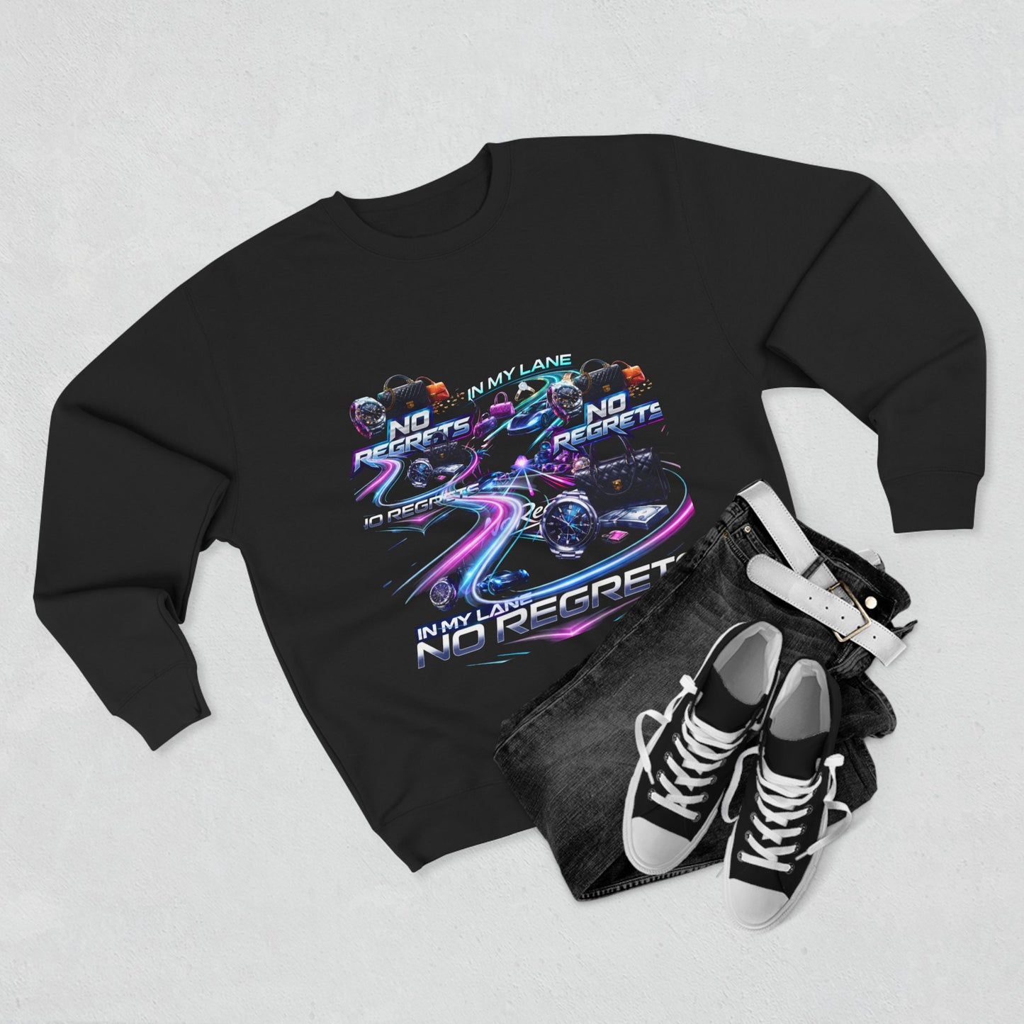 No Regrets Retro Vaporwave Crewneck Sweatshirt