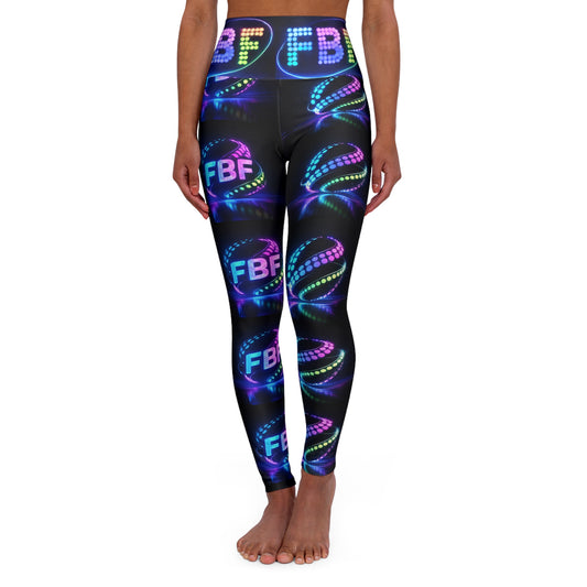 High-Waisted Yoga Leggings — Neon FBF Dance Floor Print