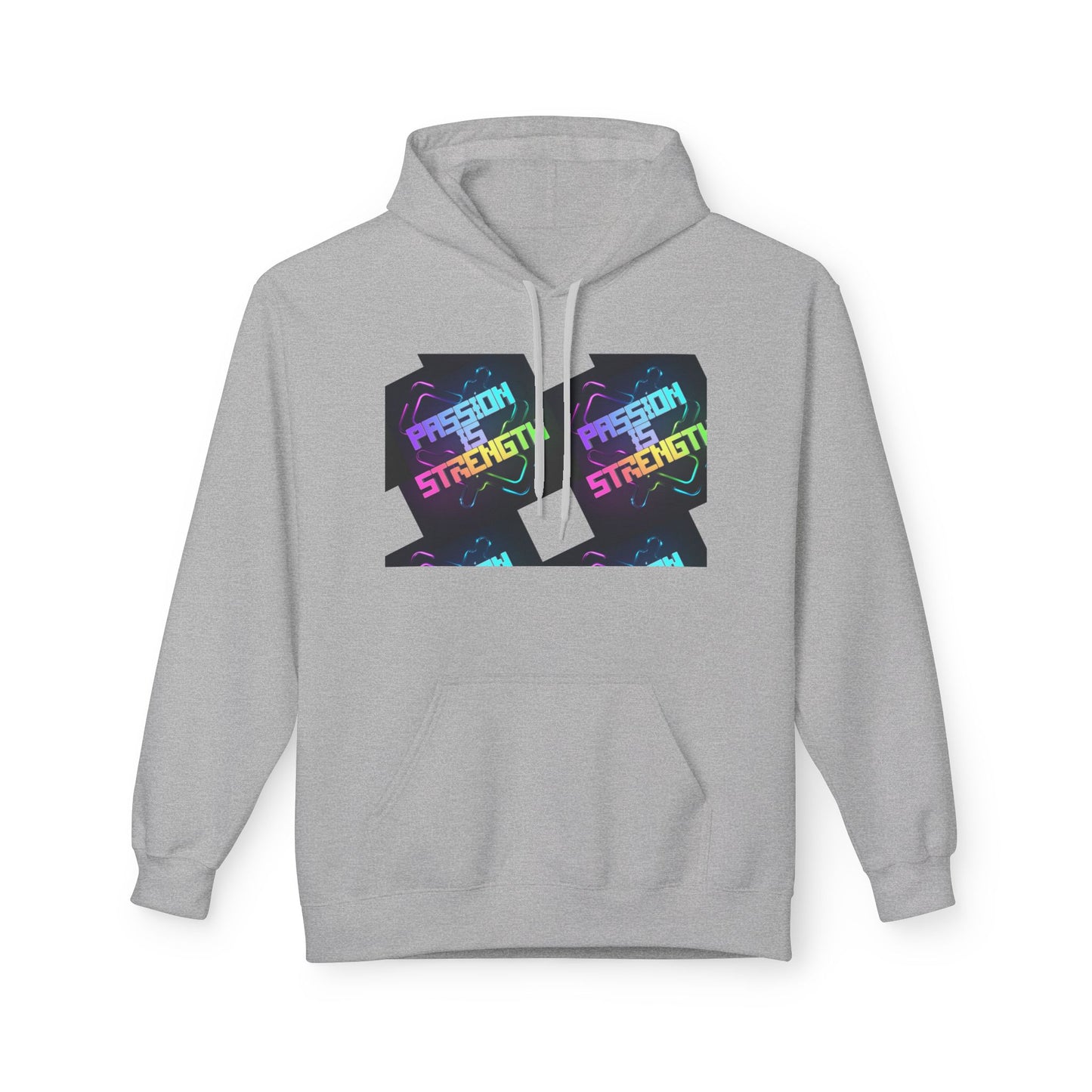 Passion is Strength Graphic Hoodie — Retro Rainbow Tombstone Design