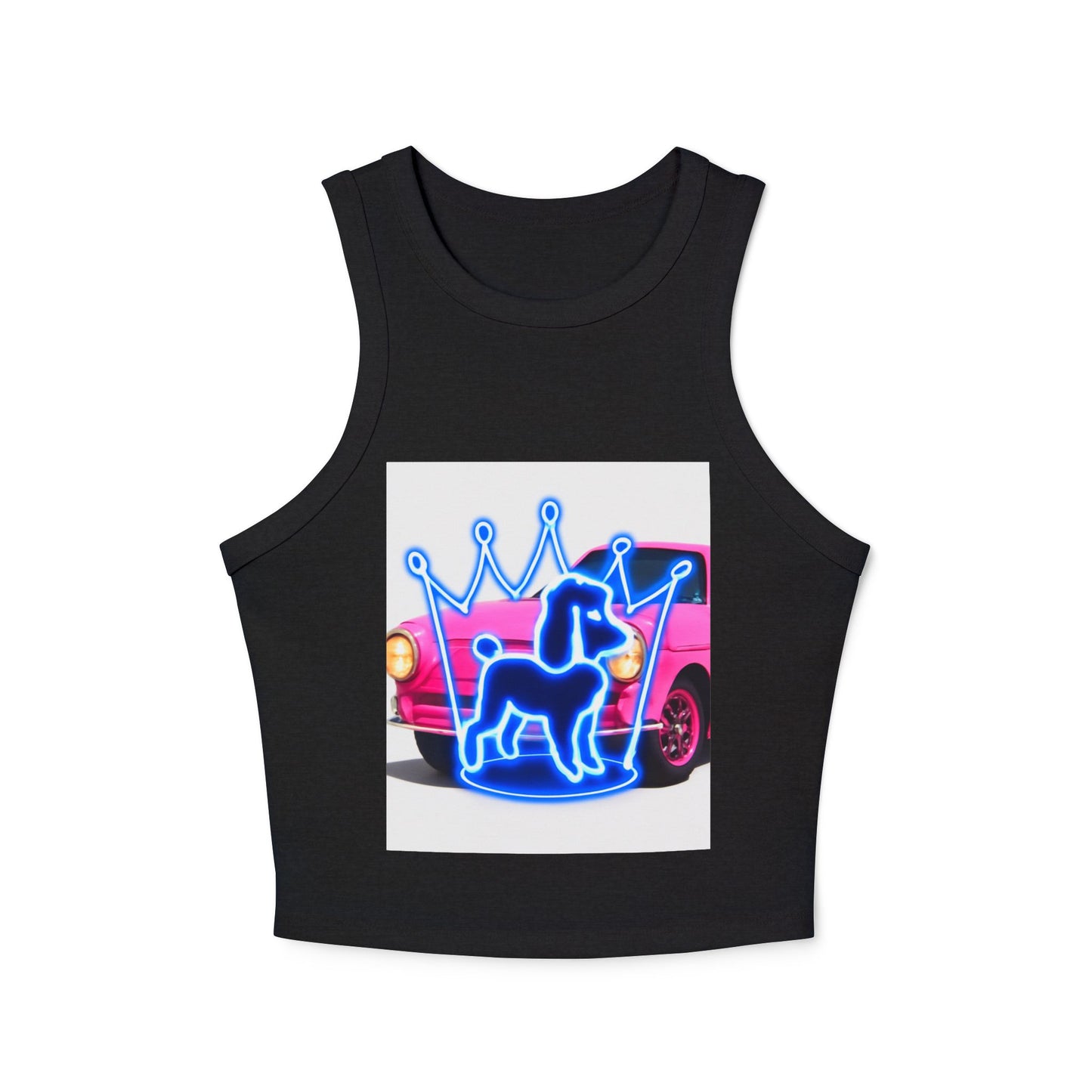 Neon Crowned Dog Racer Tank Top | Women's Casual Wear, Summer Clothing, Beach Gear, Animal Lover Gift, Fashion Statement