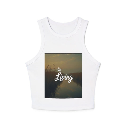 Women's Stylish Micro Rib Racer Tank Top - Summer Vibes, Living Life, Perfect for Festivals & Beach Days, Casual Wear, Gift Idea