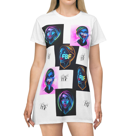 Stylish Graphic T-Shirt Dress, Trendy Casual Wear, Summer Dress, Everyday Comfort, Unique Fashion Gift