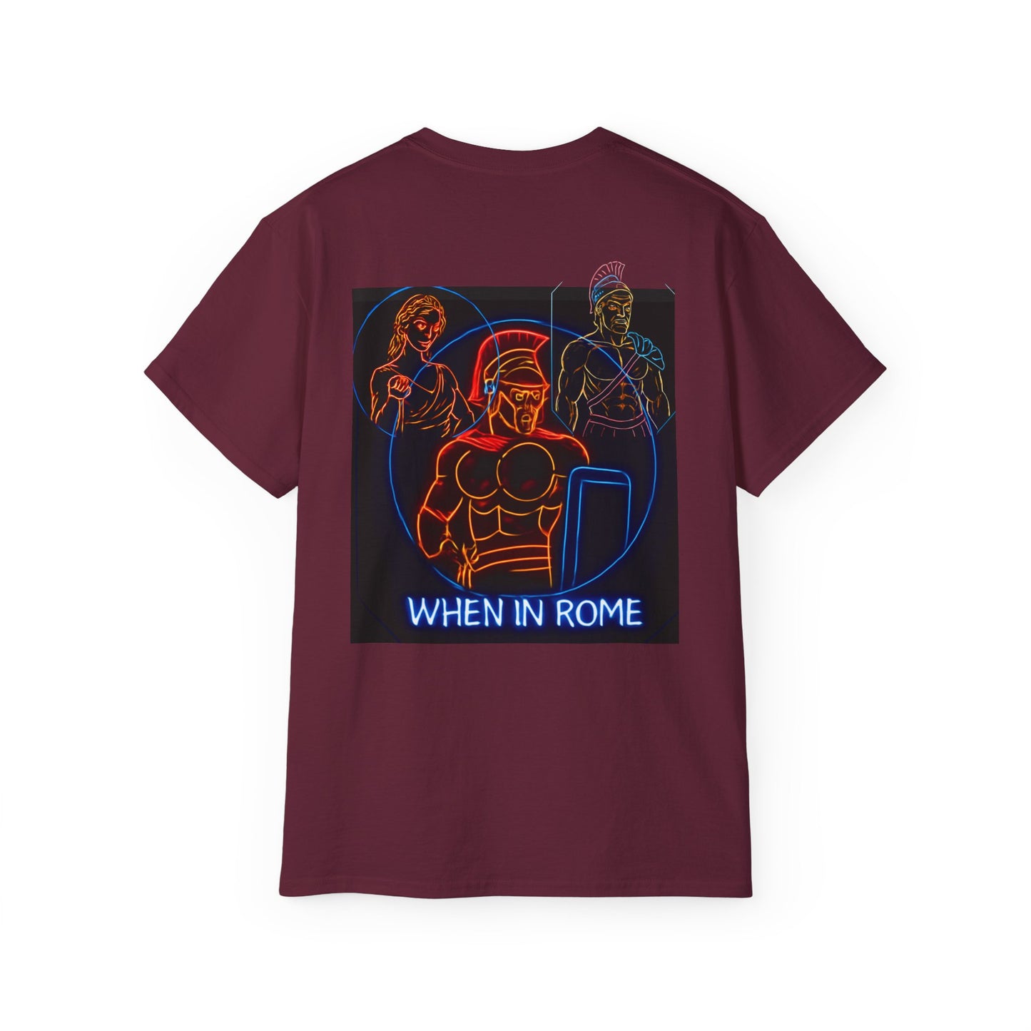 When in Rome Neon Graphic Tee - Roman Gladiator & Colosseum Vintage Style