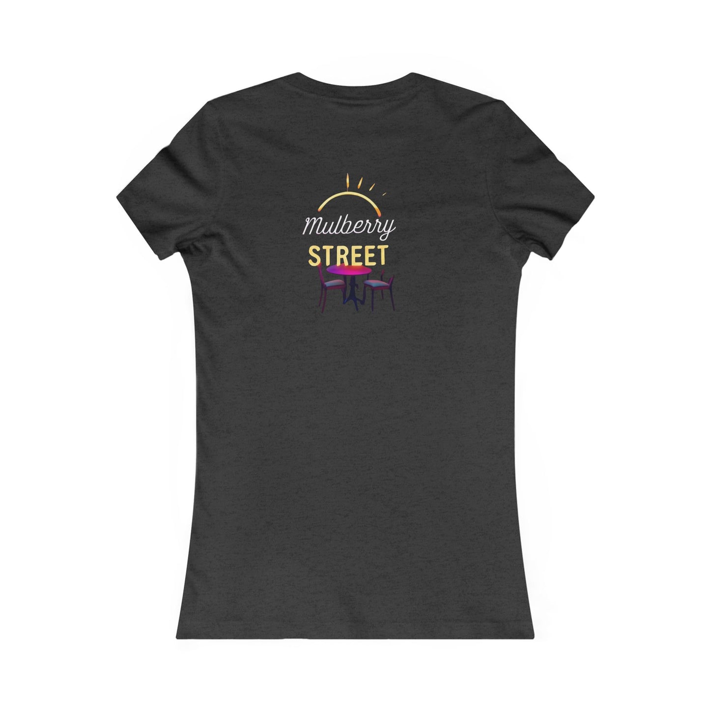 Mulberry Street Women's Tee — Retro Neon Café Graphic Shirt