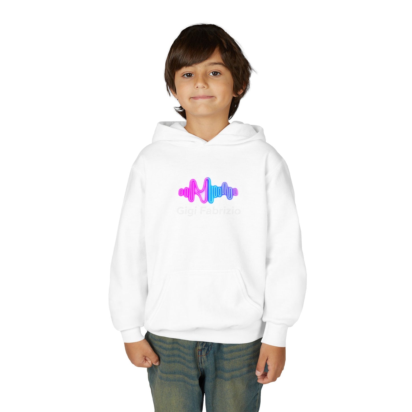 Youth Hoodie with Pastel Soundwave & FBF Back Print – Cute Music Graphic Pullover