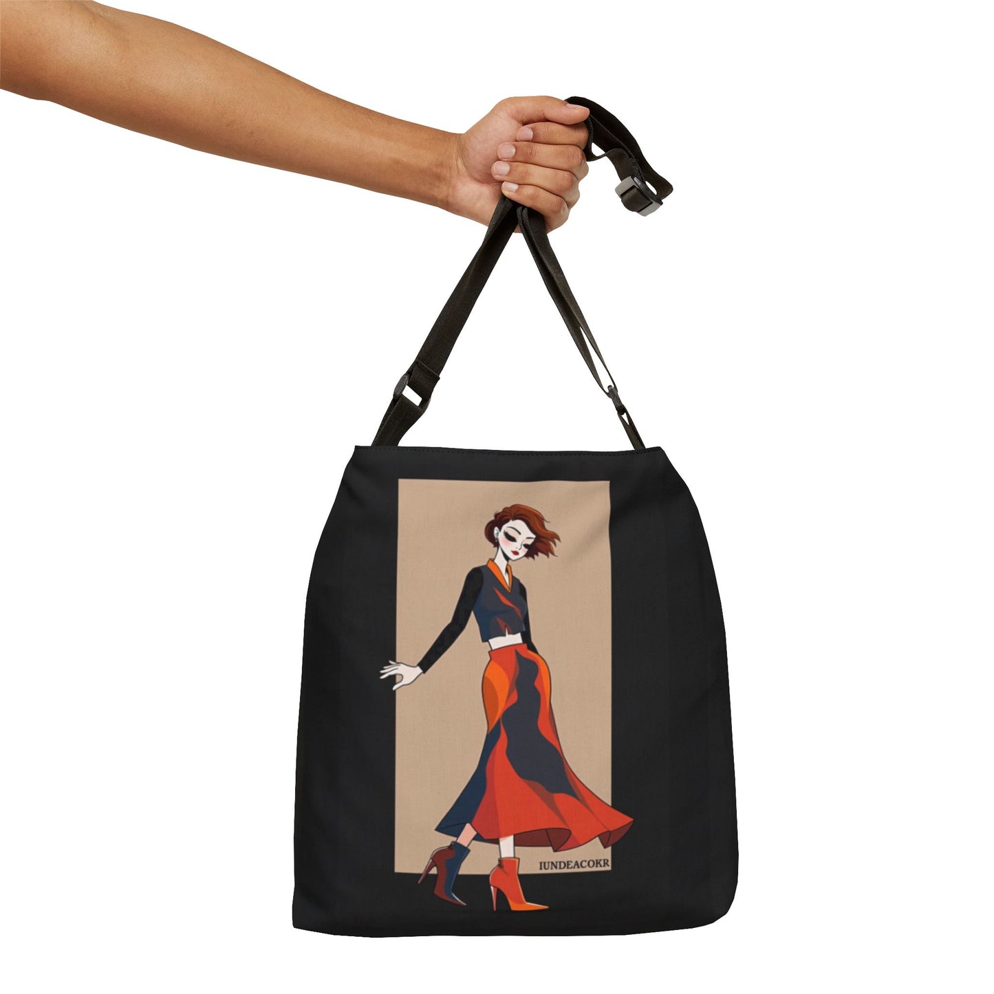 Stylish Adjustable Tote Bag with Chic Fashion Illustration