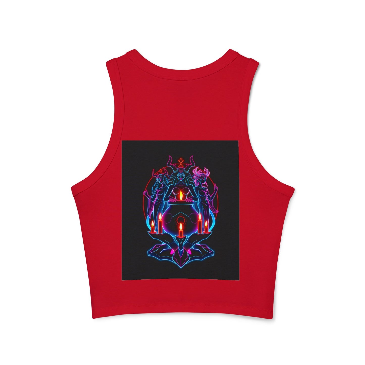 Witchy Neon Cauldron Tank Top - Occult Retro Graphic Racerback