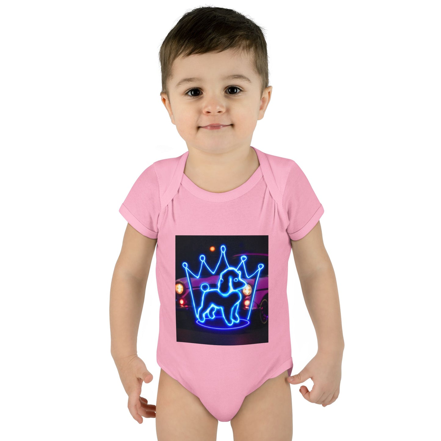 Neon Dog Crown Baby Bodysuit, Cute Infant Outfit, Baby Shower Gift, Newborn Clothes, Pet Lover Apparel, Birthday Gift for Baby