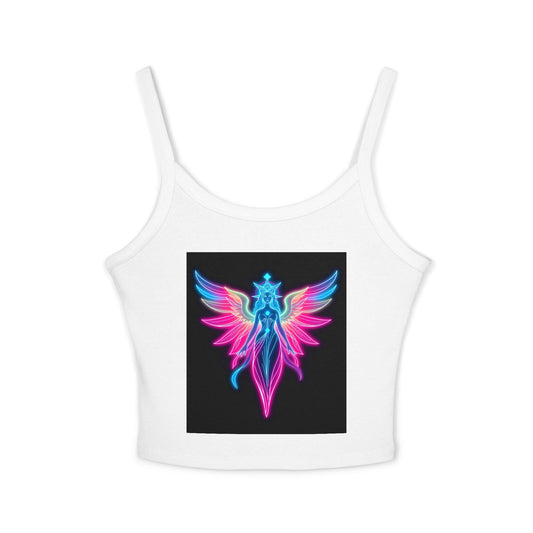 Neon Angel Graphic Spaghetti Strap Tank Top, Summer Shirt, Festival Wear, Bohemian Top, Trendy Casual Wear, Gift for Her