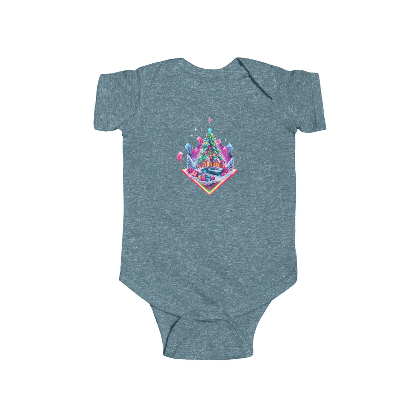 Infant Bodysuit — Festive Neon Christmas Tree Baby Onesie