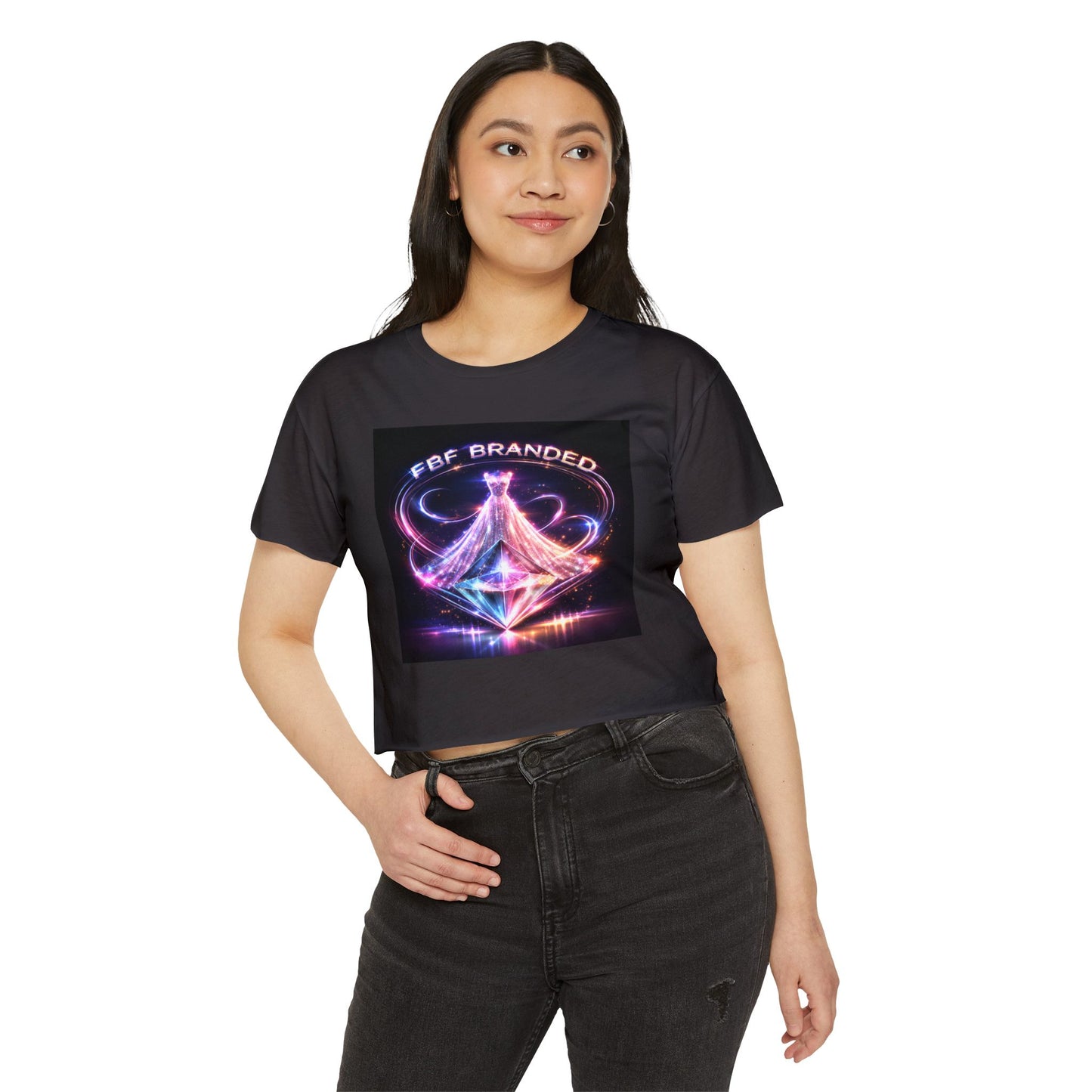 Festival Glow Crop Top — Neon 'FBF Branded' Rave Graphic