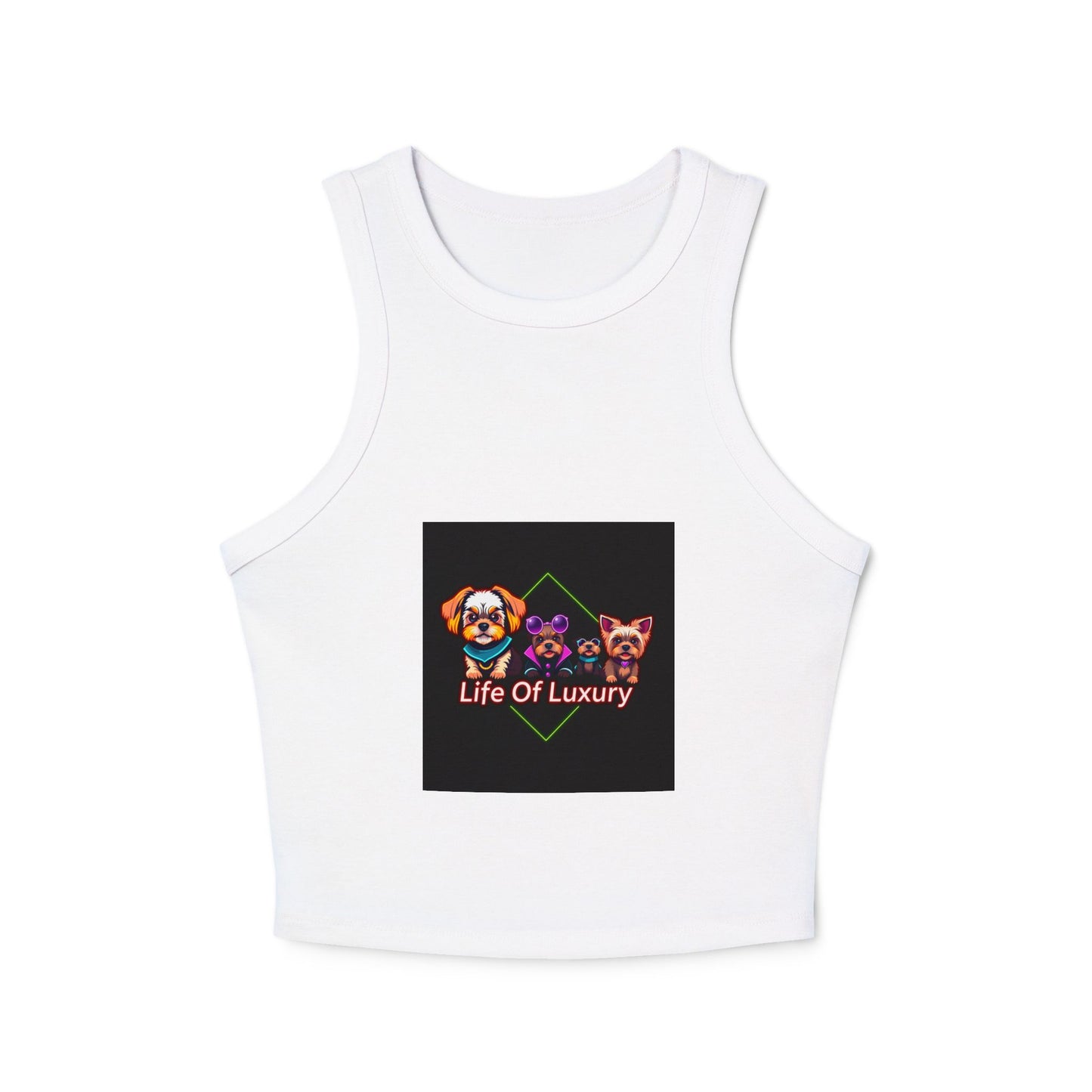 Life Of Luxury Dog-Themed Women's Micro Rib Racer Tank Top, Cute Pet Lover Apparel, Summer Fashion, Gift for Dog Moms, Casual Outfit
