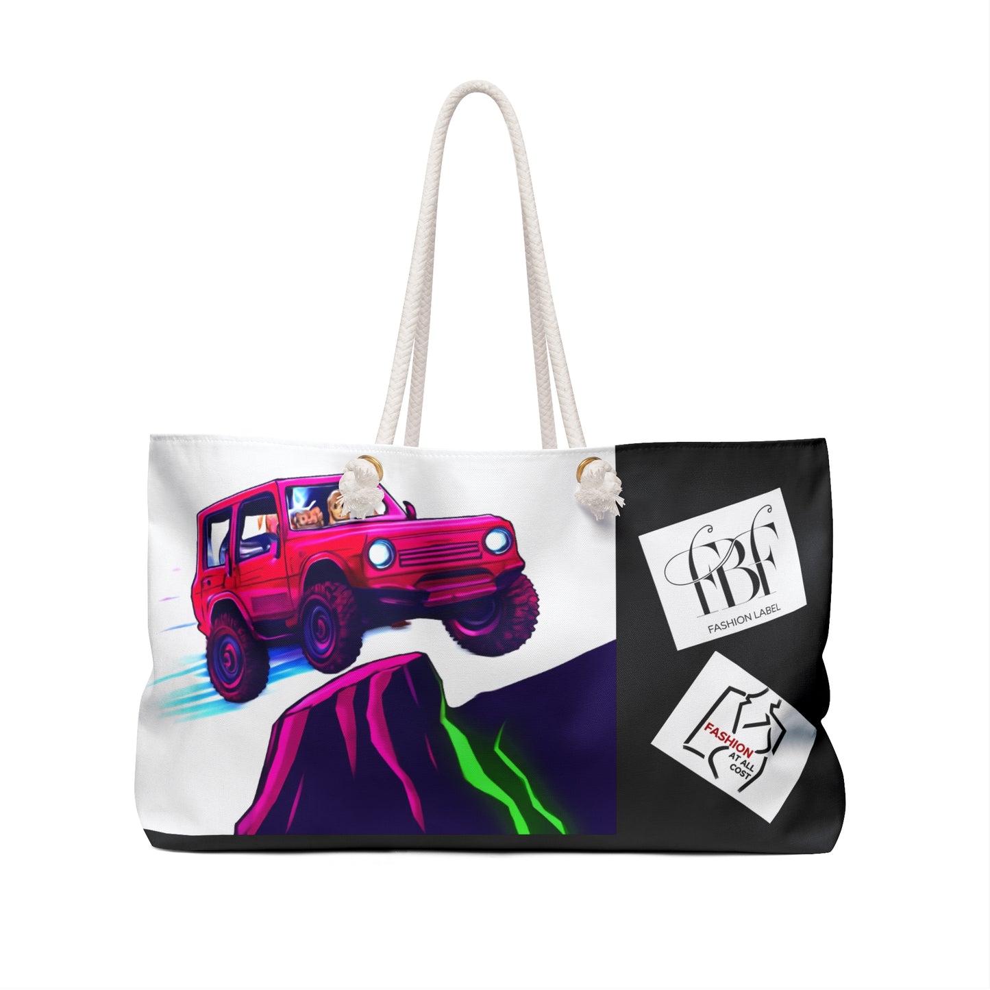 Off-Road Weekender Bag — "Let’s Ride" Neon Jeep Travel Tote