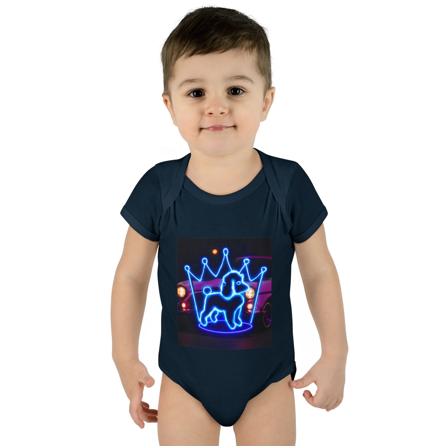 Neon Dog Crown Baby Bodysuit, Cute Infant Outfit, Baby Shower Gift, Newborn Clothes, Pet Lover Apparel, Birthday Gift for Baby